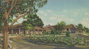 bright angel lodge hand colored photo