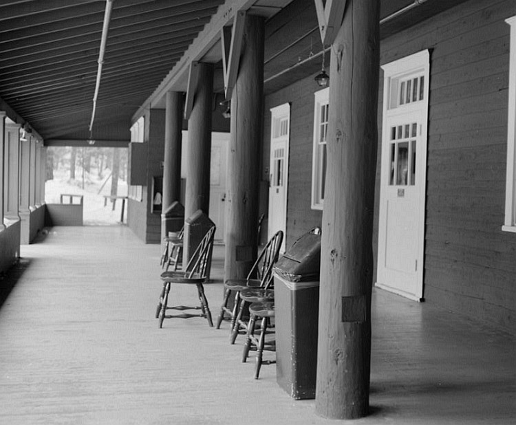 front porch of the National Park Inn
