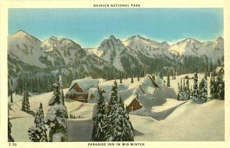 snow vintage image at paradise inn
