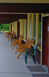 front porch at the village inn apgar